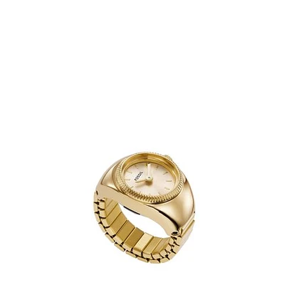 Fossil Women's Gold Tone Two-Hand Watch Ring