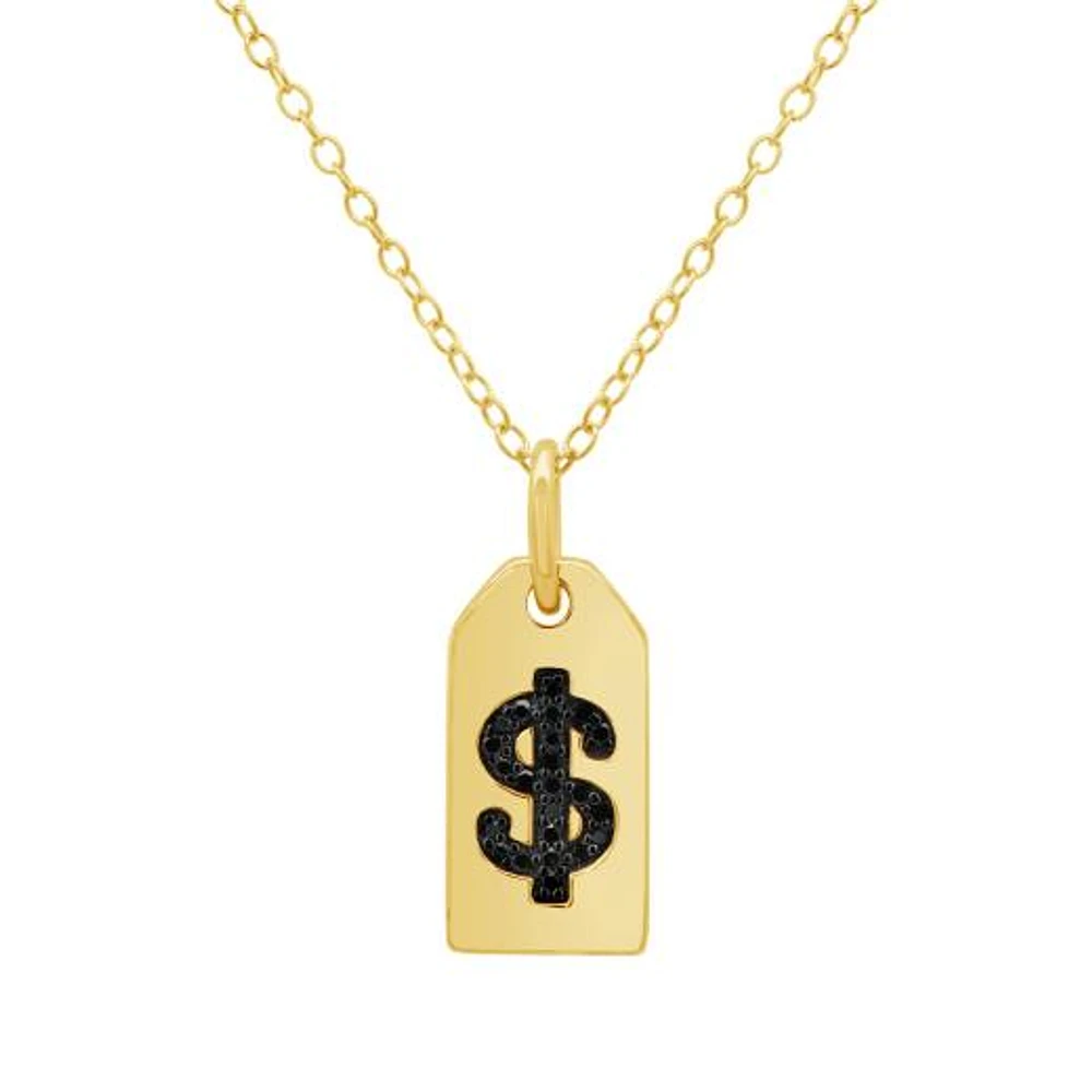 Black Diamond Dollar Sign Vermeil Pendant