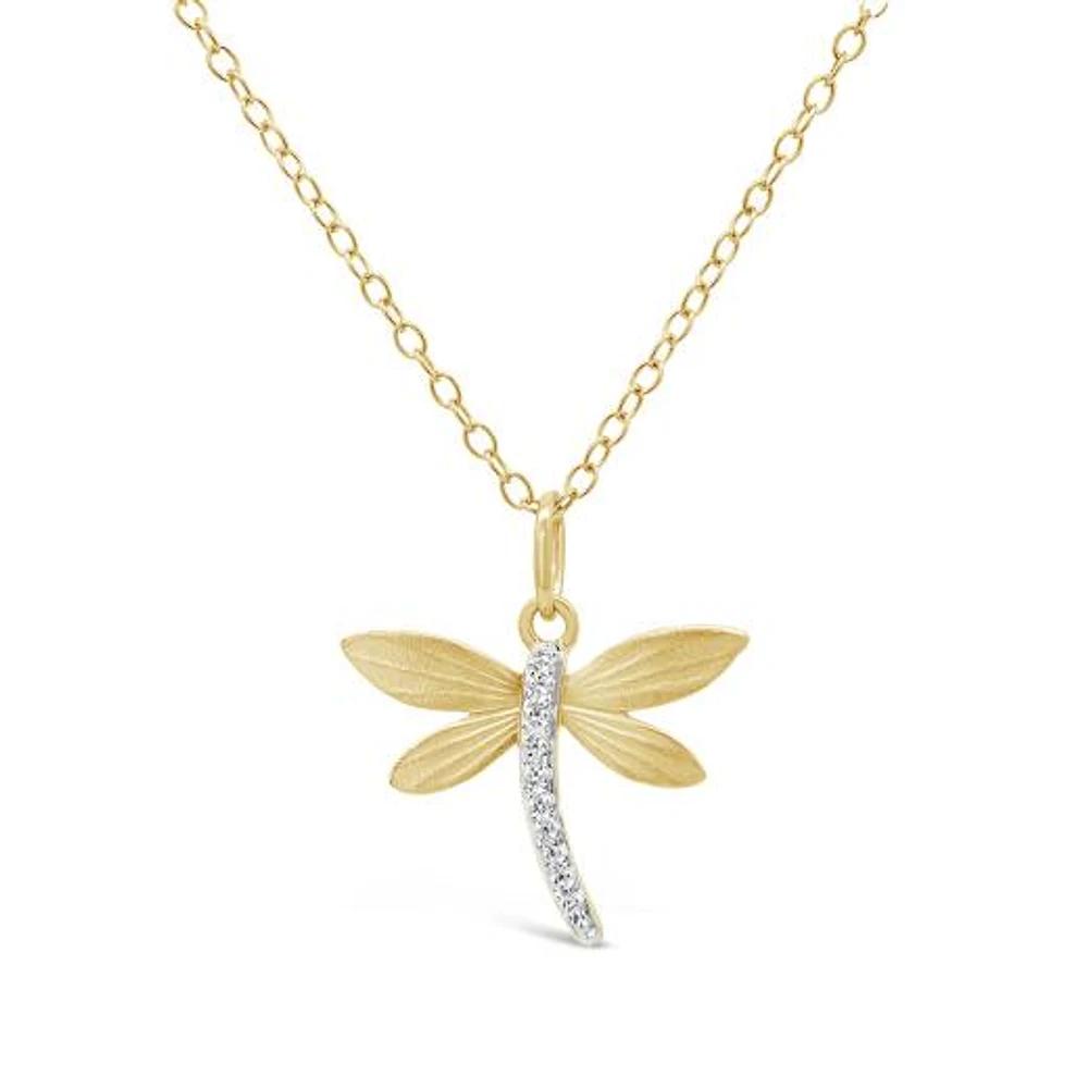 Bella Moda Diamond Dragonfly Vermeil Pendant