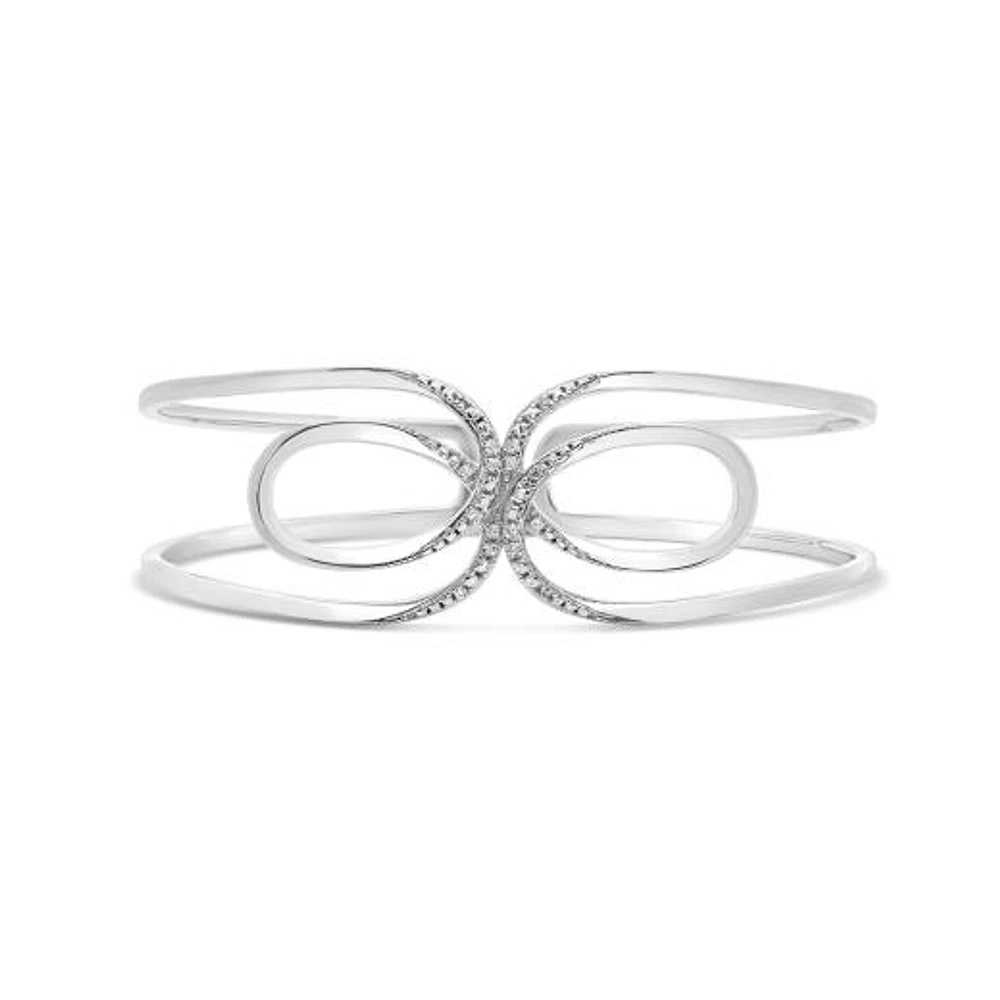 0.10CTW Diamond Cuff Bracelet in Sterling Silver