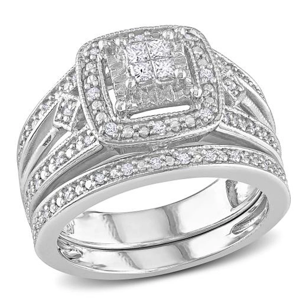 Julianna B 0.24CTW Diamond Bridal Set Sterling Silver