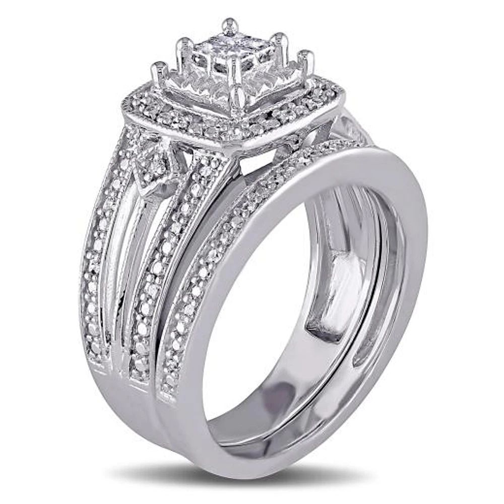 Julianna B 0.24CTW Diamond Bridal Set Sterling Silver