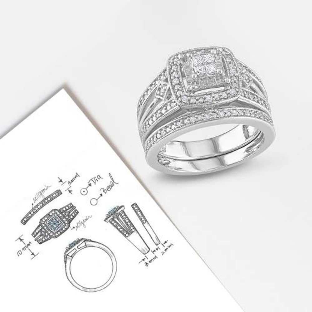 Julianna B 0.24CTW Diamond Bridal Set Sterling Silver