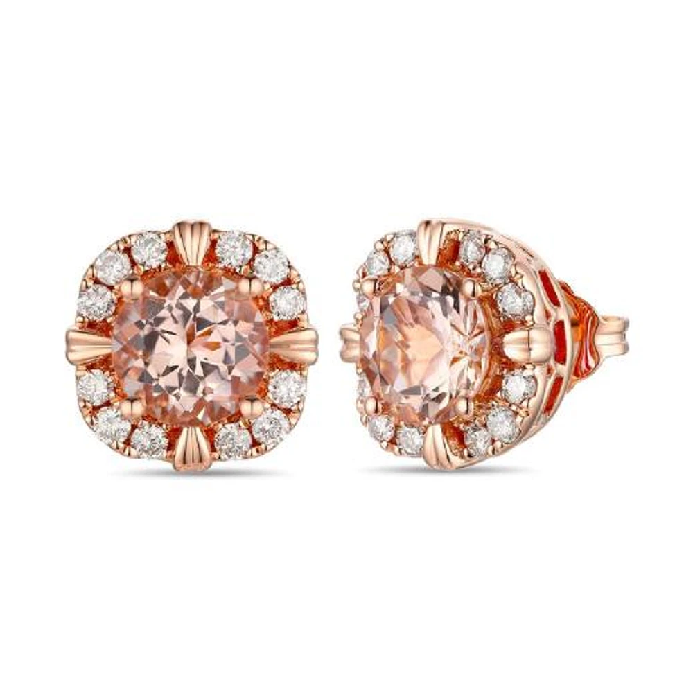 Le Vian 14K Rose Gold Peach Morganite Diamonds Earrings