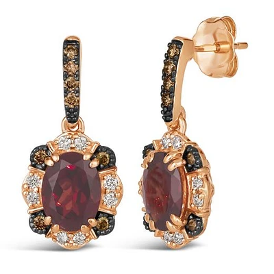Le Vian 14K Rose Gold Pomegranate Garnet Diamonds Earrings
