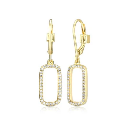 ELLE "Allure" 18K Gold Plated Cubic Zirconia Halo Dangle Earrings