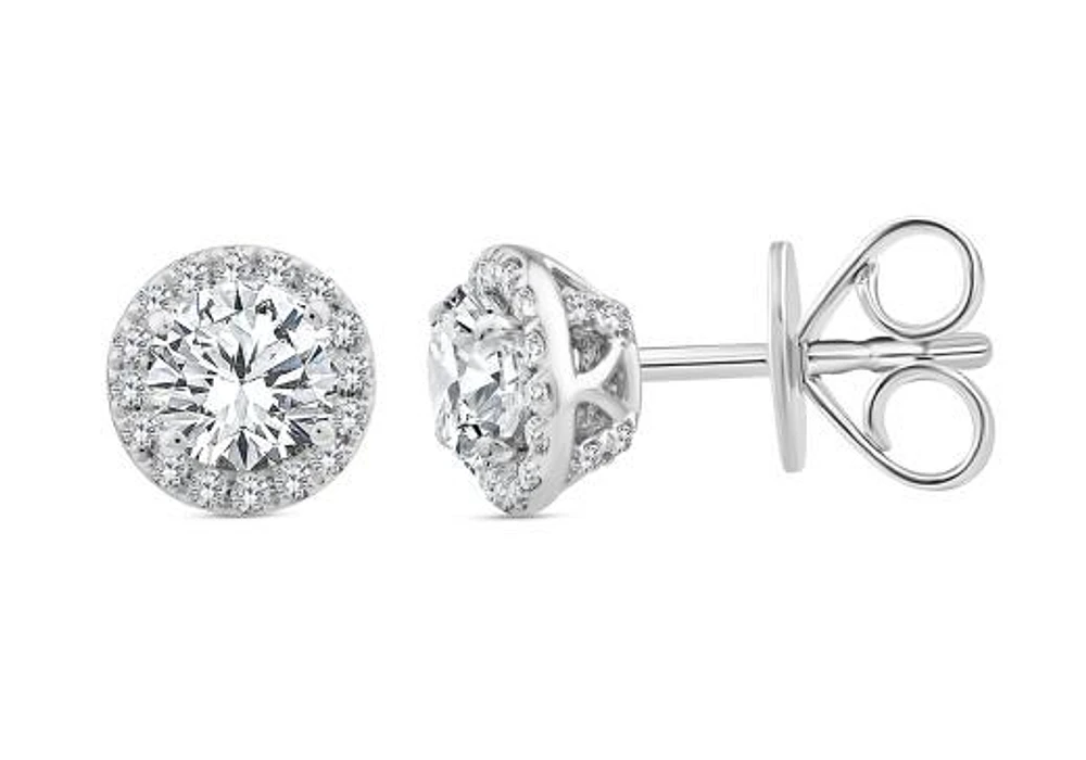Above Love Lab Grown 1.37CTW Diamond Stud Earrings in 14K White Gold