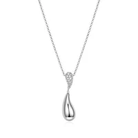 ELLE "Raindrop" Rhodium Plated Cubic Zirconia & Polish Drop Pendant