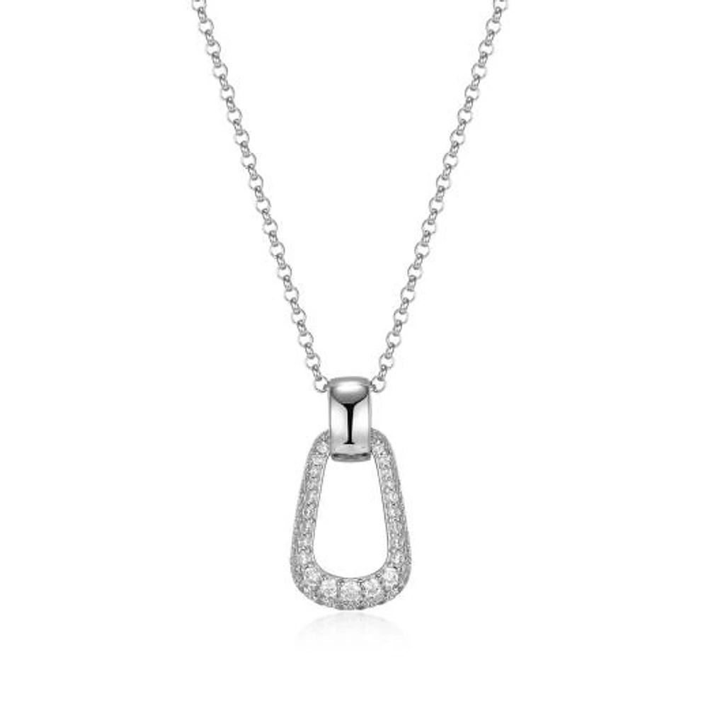 ELLE "Citadel" Rhodium Plated Reversible Cubic Zirconia Oblong Pendant