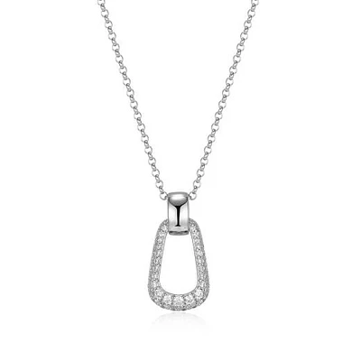 ELLE "Citadel" Rhodium Plated Reversible Cubic Zirconia Oblong Pendant
