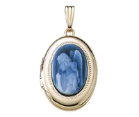 10K Yellow Gold Agate Cameo Locket