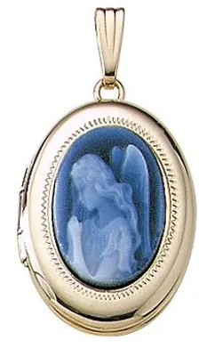 10K Yellow Gold Agate Cameo Locket