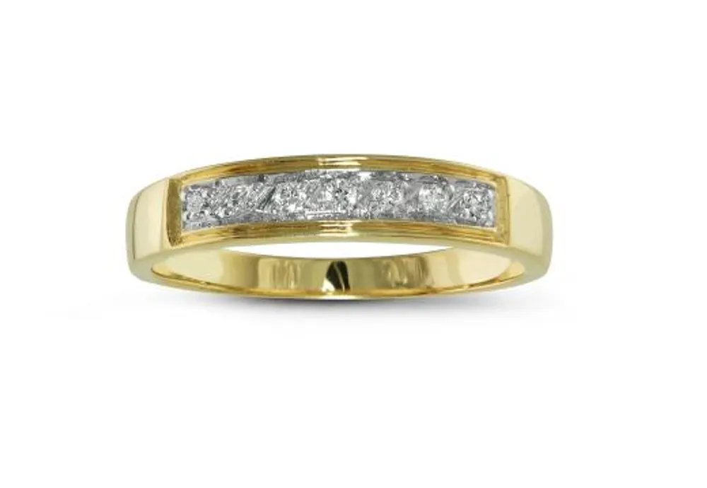 Trio Yellow Gold 0.07CTW Wedding Band