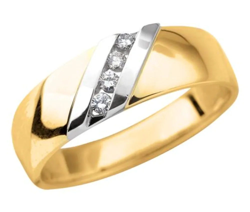 10K Yellow White Gold 0.12CTW Diamond "Devotion" Wedding Band