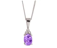 10K White Gold Amethyst Diamond Pendant