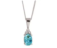 10K White Gold Aqua Diamond Pendant