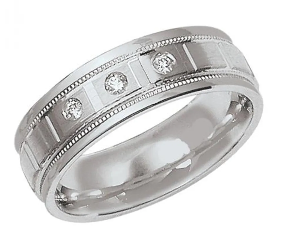 10K White Gold 0.075CTW Diamond Wedding Band