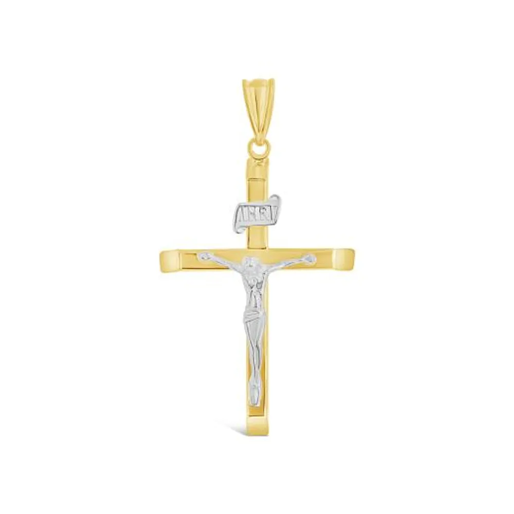 10K Yellow and White Gold Crucifix Pendant