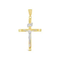 10K Yellow and White Gold Crucifix Pendant