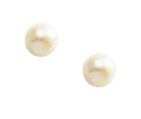 14K Yellow Gold 3mm Cultured Pearl Studs with 14K Gold Filled Fluted Bell Backs