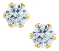 14K Gold Cubic Zirconia Studs with 14K Gold Filled Fluted Bell Backs