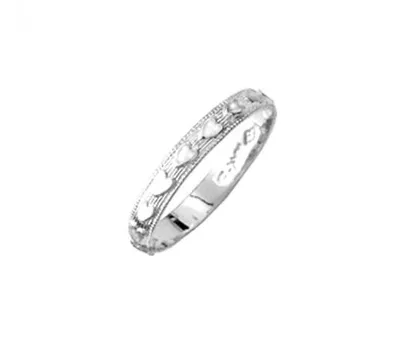 Children's 10K White Gold Patterned Size 1 Ring