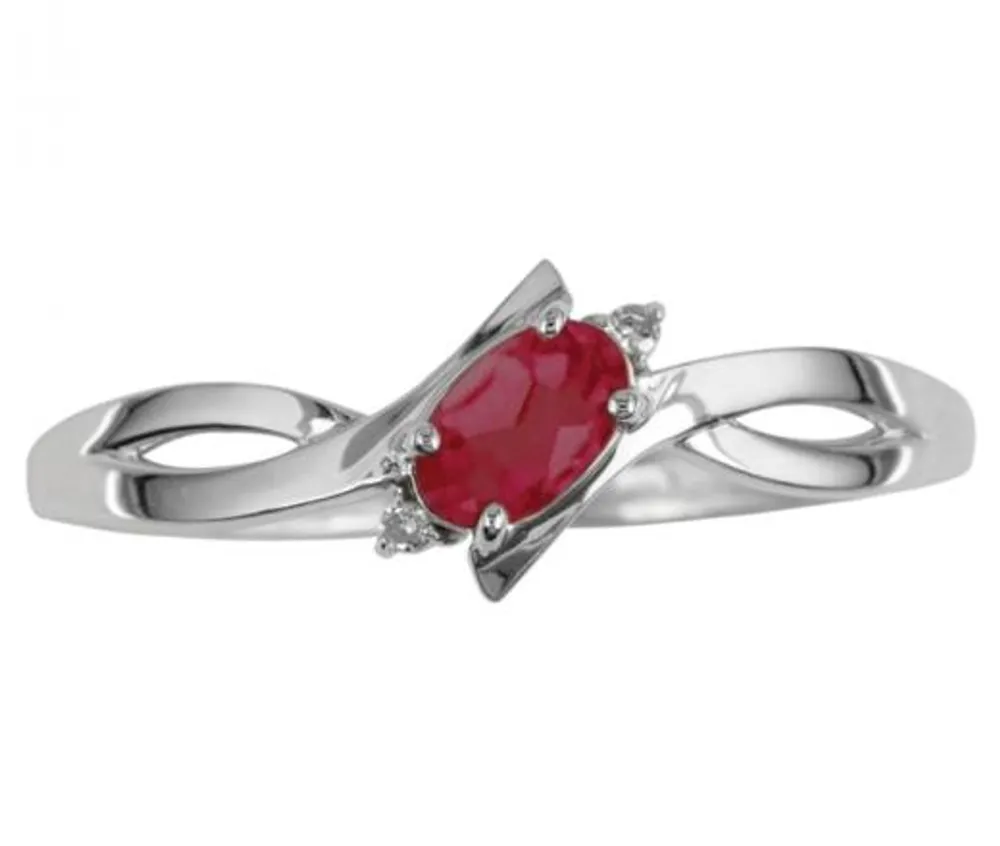 10K White Gold Garnet Diamond Ring