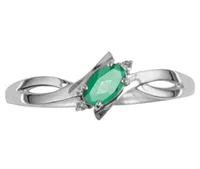 10K White Gold Emerald Diamond Ring