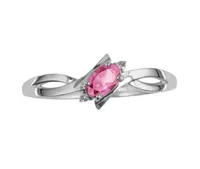 10K White Gold Pink Tourmaline Diamond Ring