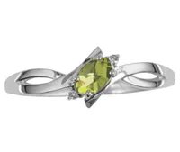 10K White Gold Peridot Diamond Ring