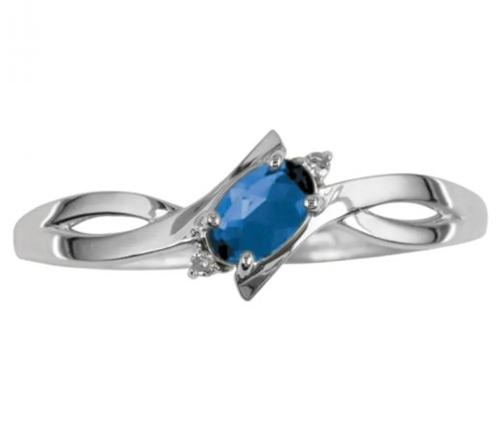 10K White Gold Sapphire and Diamond Ring