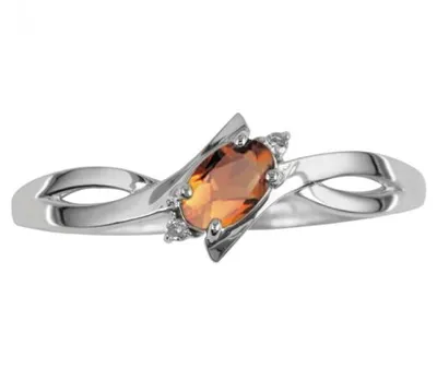 10K White Gold Citrine Diamond Ring