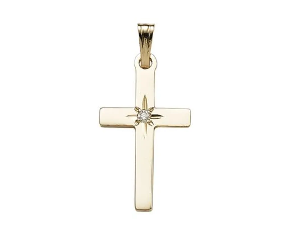 10K Yellow Gold Solid Diamond Set Cross