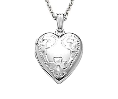 Sterling Silver 18" Engraved Heart Locket