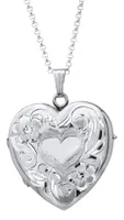 Sterling Silver 20" Engraved 4-Picture Heart