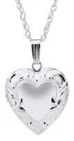 Sterling Silver 18" Engraved Heart Locket