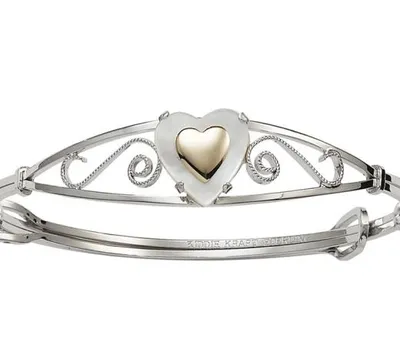 Children's Sterling Silver Mother of Pearl & 14K Heart Bangle