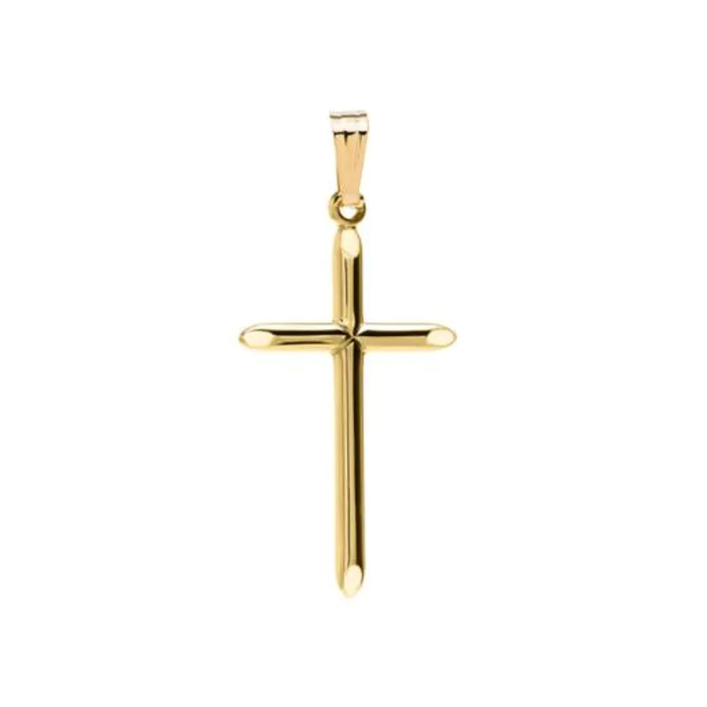 10K Yellow Gold Solid Tubular Cross