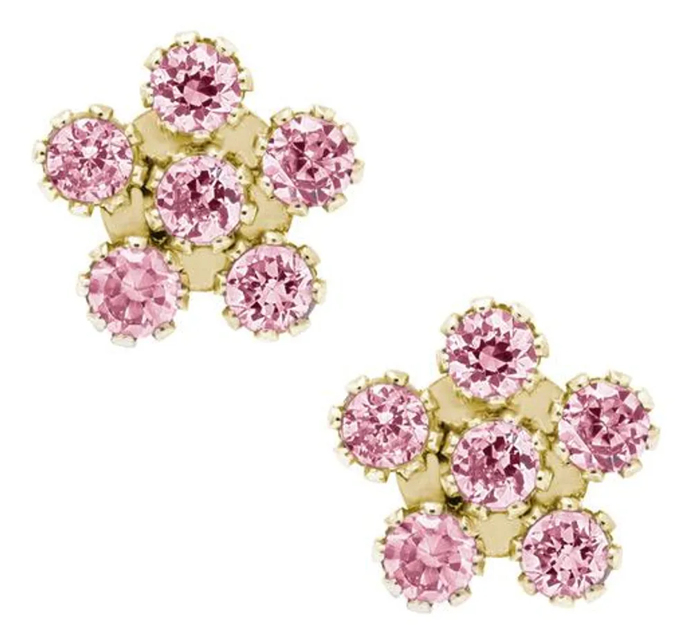 14K Yellow Gold Cubic Zirconia Earrings with 14K Gold Filled Fluted Bell Backs