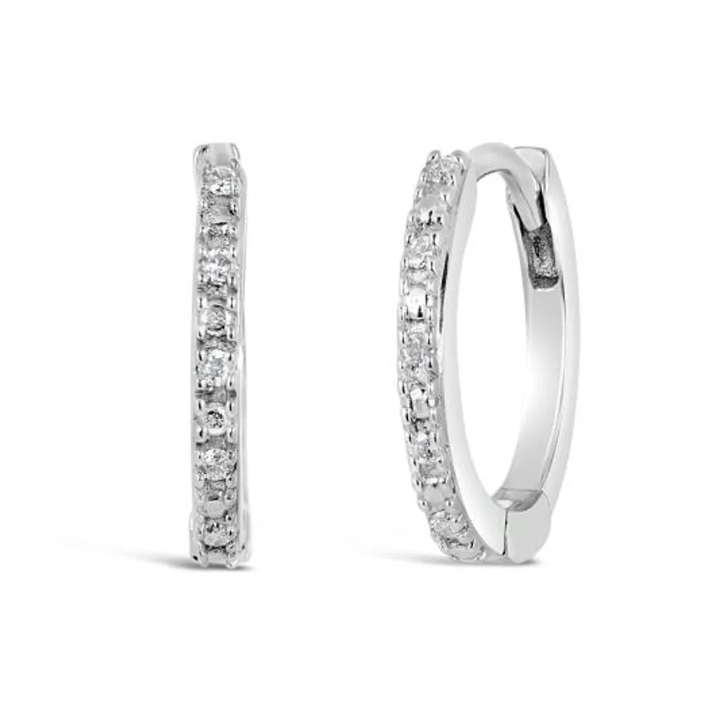 Hollywood Hoops White Gold 0.05CTW Diamond Earrings