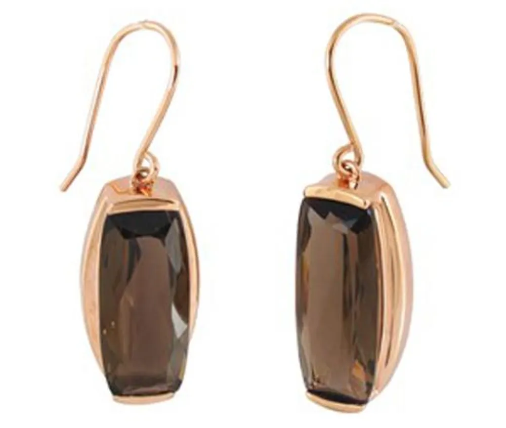 10K Rose Gold Smoky Quartz Earrings