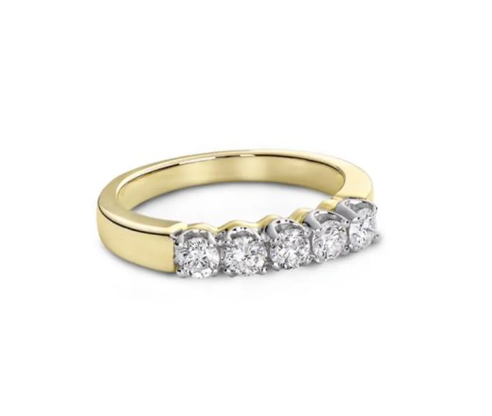 Windsor Five-Stone Yellow Gold 0.25CTW Diamond Anniversary Ring