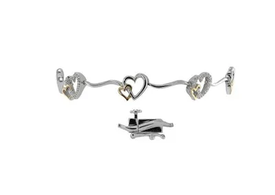 Sterling Silver and Rose Gold Heart Bracelet