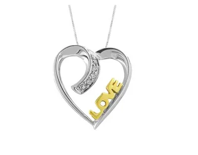Sterling Silver Diamond Heart Pendant