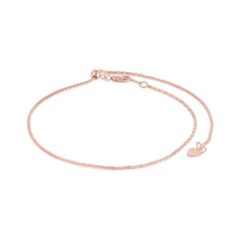 10K Rose Gold Adjustable to 11" 1.4 mm Sparkle Ankle Bracelet