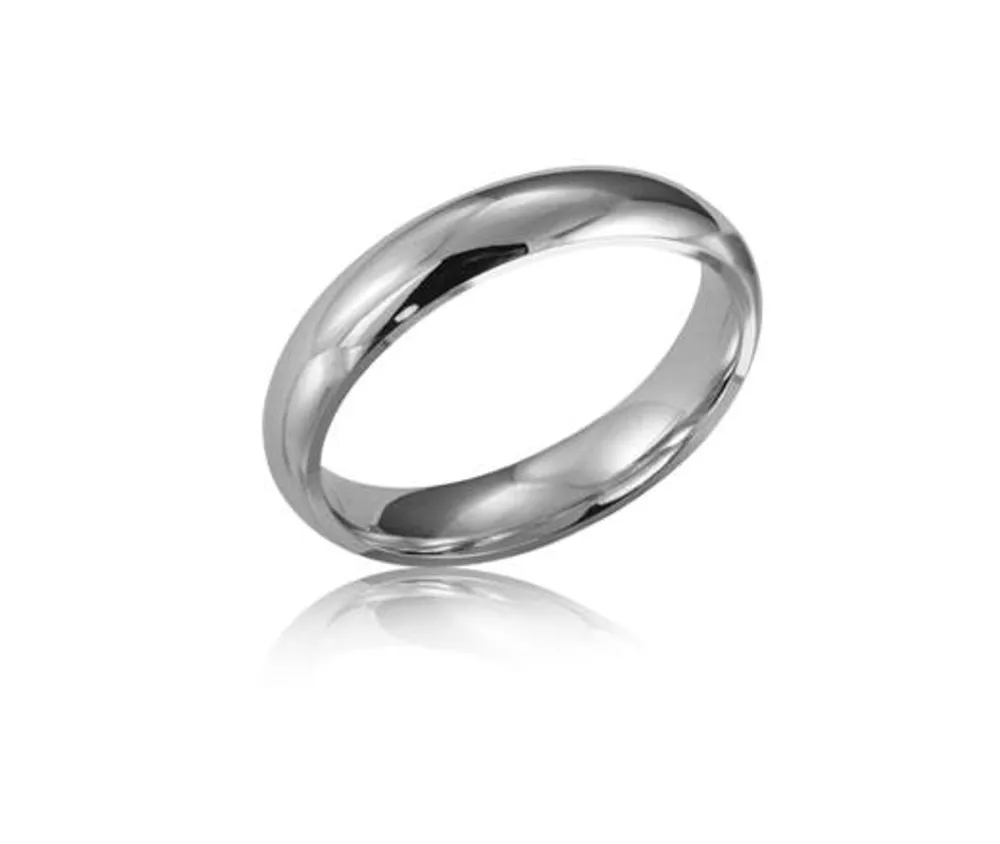 White Gold 4mm Comfort Fit Wedding Band Size 12