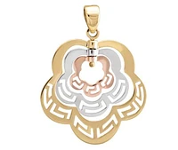 10K Tri-Colour Gold Fashion Pendant (Chain Not Included)