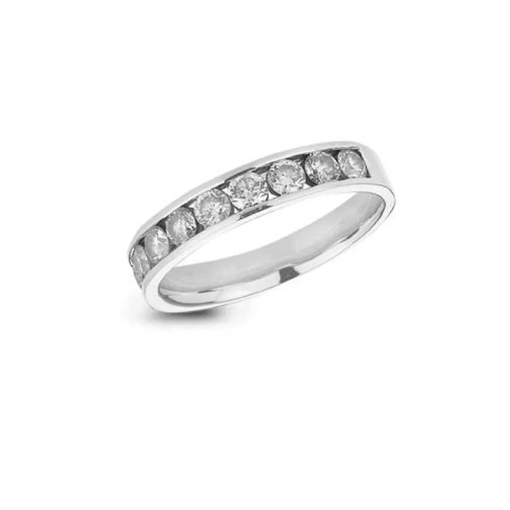 Infinity Two White Gold Channel Set 0.20CTW Diamond Anniversary Ring