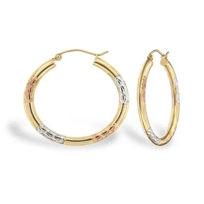 10K Two-Tone Tube Hoop Earring