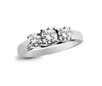 14K White Gold Three-Stone Ring